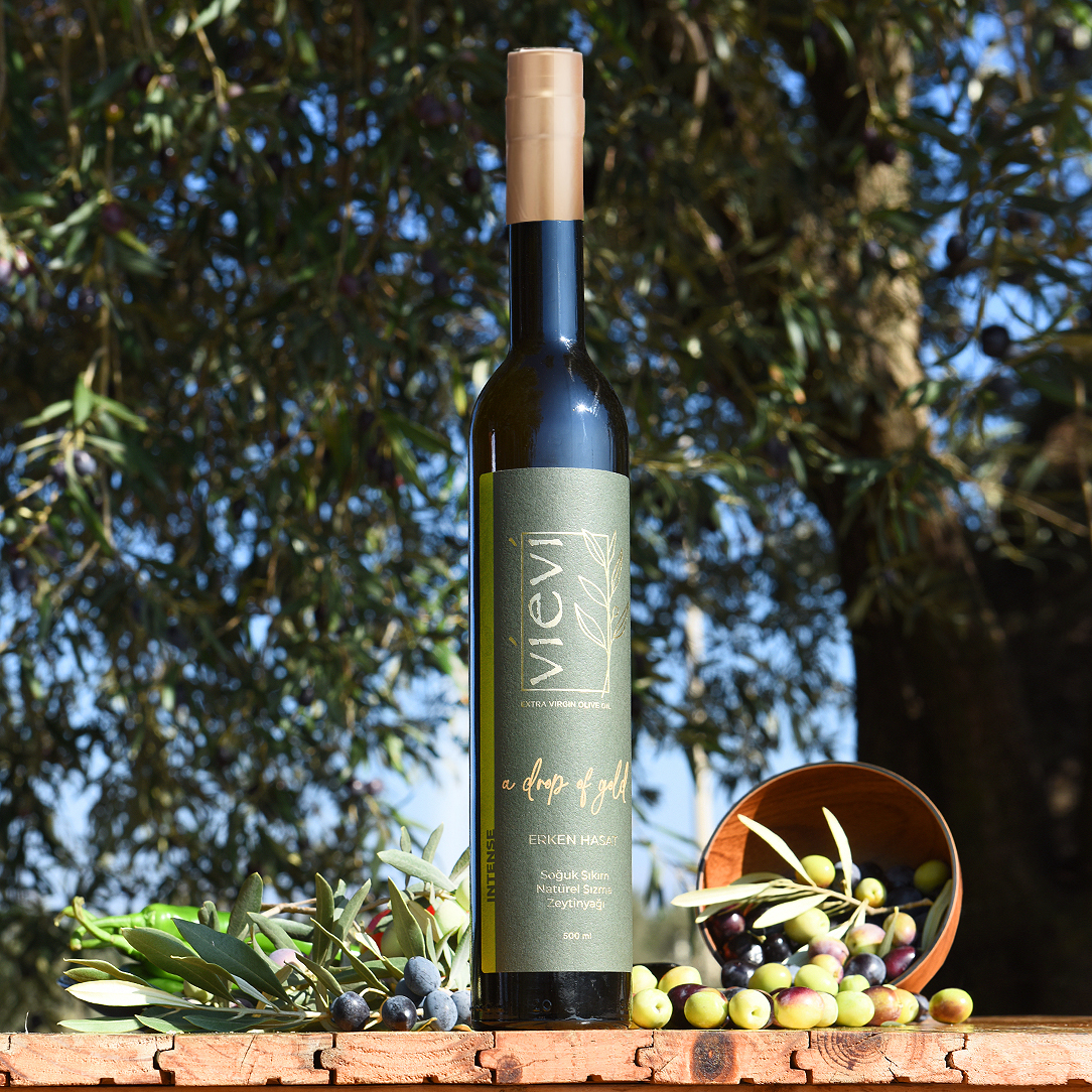 VİEVİ - Vievi 2025-2026 Intense Erken Hasat Soğuk Sıkım Natürel Sızma Zeytinyağı 0,5lt ARBEQUINA