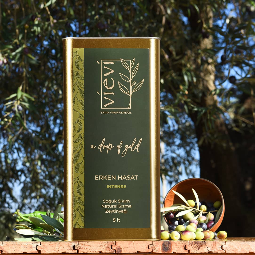VİEVİ - Vievi 2025-2026 Intense Erken Hasat Soğuk Sıkım Natürel Sızma Zeytinyağı 5lt ARBEQUINA
